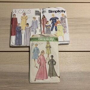 Vintage Lot Of 3 Nightgown Loungewear Sewing Patterns 9074 7574 5099 CUT